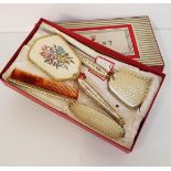 REGENT OF LONDON DRESSING TABLE SET comprising a hand mirror, two brushes and a comb, all with
