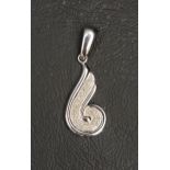 DIAMOND SET SPIRAL DESIGN PENDANT in nine carat white gold, the pendant 3cm high including