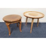 MAHOGANY OCCASIONAL TABLE with a circular moulded top, standing on four cabriole supports, 45cm