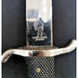 WWII GERMAN FIREMAN DRESS DAGGER with a 24.5cm long blade marked E.Pack & Sohne Solingen, with a