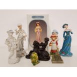SELECTION OF FIGURINES including a continental 18th century style gentleman, 24cm high, a lady in