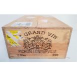 CHATEAU PICHON-LONGUEVILLE PAUILLAC 2005 12 bottles, Cru Classe, in original wooden case, 75cl and