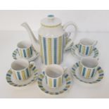 MIDWINTER EVERGLADE COFFEE SET comprising six cups and saucers and a lidded coffee pot (14)