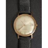 GENTLEMEN'S VINTAGE EIGHTEEN CARAT GOLD CASED OMEGA SEAMASTER WRISTWATCH the dial with Arabic 12,