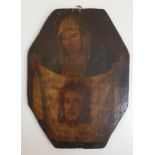 ITALIAN SCHOOL Veil of Veronica, oil on panel, label to verso 'Old Italian oil painting on wood,