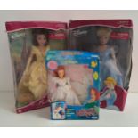 TWO DISNEY PORCELAIN DOLLS Cinderella and Belle, both boxed, 43cm high, together with Disney The