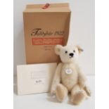 STEIFF TEDDY BEAR 1922 REPLICA in white mohair, limited edition number 03892 of 5,000, with