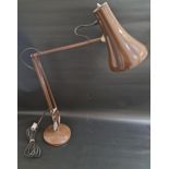 HERBERT TERRY & SONS ANGLEPOISE LAMP raised on a circular weighted base and finished in brown
