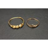 UNMARKED GOLD RING AND SINGLE UNMARKED GOLD EARRING the high carat gold earring with three balls
