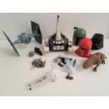 SELECTION OF STAR WARS ITEMS including a Tie Fighter, Imperial Guard model helmet, Darth Vader model