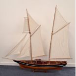 SCALE MODEL OF LA BELLE POULE a French twin mast frigate, of wood construction with stand, 197cm