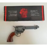 DENIX REPLICA SIX SHOT REVOLVER .380 calibre with a 12cm barrel and wood grip, boxed