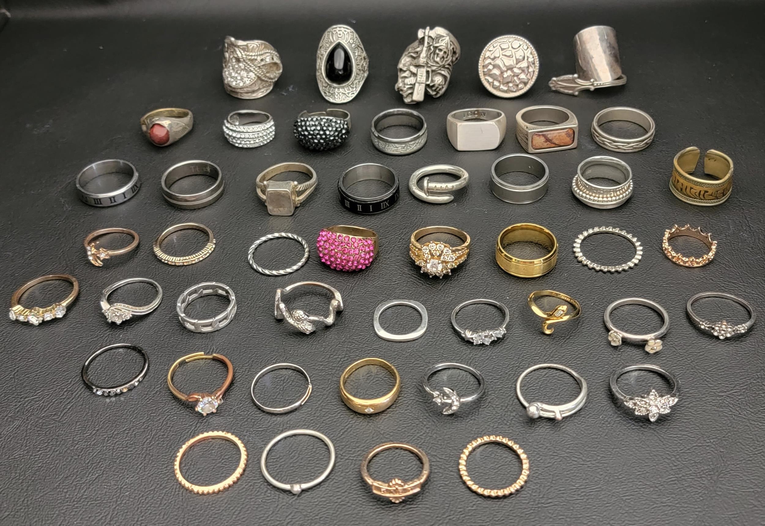 SELECTION OF SILVER AND OTHER RINGS including statement rings, stone set rings, bands and stacking