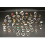 SELECTION OF SILVER AND OTHER RINGS including bands, statement rings, stone set rings and a