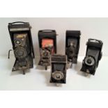 SELECTION OF VINTAGE FOLDING CAMERAS including a Dehel Anastigmat, Kodak No.£-A autographic, Kodak