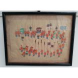 CHINESE PAINTING ON SILK depicting a procession of figures, 16.5cm x 24.5cm