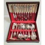 HARLEQUIN CANTEEN SET OF CUTLERY including the Fairfax and bead pattern with thirteen table forks,