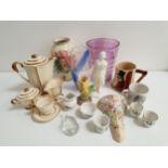 MIXED LOT OF CERAMICS AND GLASSWARE including a Carlton Ware batchelors coffee set, Crown Devon