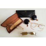 SELECTION OF VINTAGE GLASSES AND SUNGLASSES comprising a pair of sunglasses with rectangular