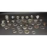 SELECTION OF SILVER AND OTHER RINGS including stone set rings, bands and statement rings