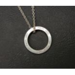 TIFFANY & CO 1837 SILVER OPEN CIRCLE PENDANT NECKLACE on a Tiffany & Co. silver chain