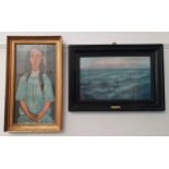 TWO PRINTS comprising one Modigliani print entitled 'Alice', 67cm x 34cm; and a Harold Webb seascape