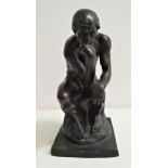 AFTER AUGUSTE RODIN The Thinker, a spelter model signed A.Santini, 25cm high