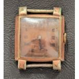 GENTLEMAN'S VINTAGE OMEGA WATCH circa 1940, the square copper dial with Roman numerals and