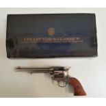 COLLECTORS ARMOURY REPLICA SIX SHOT REVOLVER with a 15.5cm barrel and wood grip, boxed