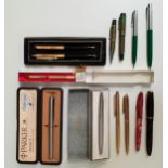 SELECTION OF VINTAGE PENS AND PENCILS including a boxed Paper Mate pen and pencil set; A boxed