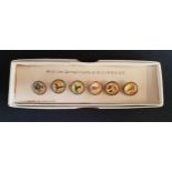 SET OF SIX GUINNESS BUTTONS in original box with packaging card