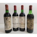 FOUR BOTTLES OF VINTAGE BARON PHILIPPE DE ROTHCHILD RED WINE comprising Mouton Cadet Bordeaux 1984