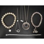 SELECTION OF FASHION JEWELLERY comprising a Thomas Sabo Pearl and Rose Quartz Charm Bracelet with