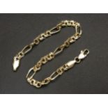 FOURTEEN CARAT GOLD FIGARO LINK BRACELET approximately 10 grams and 22cm long