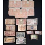 SELECTION OF VINTAGE BRITISH AND WORLD BANK NOTES including five 1944 Belgian 20 Belgas/100 francs