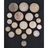 SELECTION OF BRITISH AND WORLD SILVER COINS silver content ranging from .500 to .925, including a