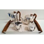 NEWMAID PICQUOT WARE COFFEE/TEA SERVICE comprising coffee pot, tea pot, milk jug, sugar basin and