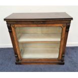 VICTORIAN ROSEWOOD PIER CABINET with gilt metal mounts and glass door, standing on a plinth base,