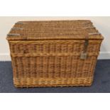 LARGE WICKER LAUNDRY BASKET with a lift up lid, hasp closure and side carrying handles, 55.5cm x