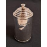 SILVER PEPPER GRINDER the cylindrical grinder with stepped cover, London hallmarks for 1935 with
