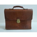 MULBERRY SATCHEL/BRIEF CASE with carry handle and brass lock, the tartan interior with a zip