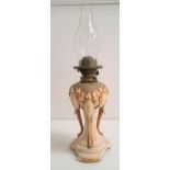 VICTORIAN ELEPHANT OIL LAMP by Alfred Stellmacher, raised on a shaped base with a central column