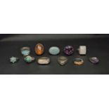 GOOD SELECTION OF ELEVEN GEM AND STONE SET SILVER RINGS of various sizes and designs including