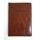 MULBERRY PASSPORT COVER in brown embossed mock crocodile leather and with tartan interior