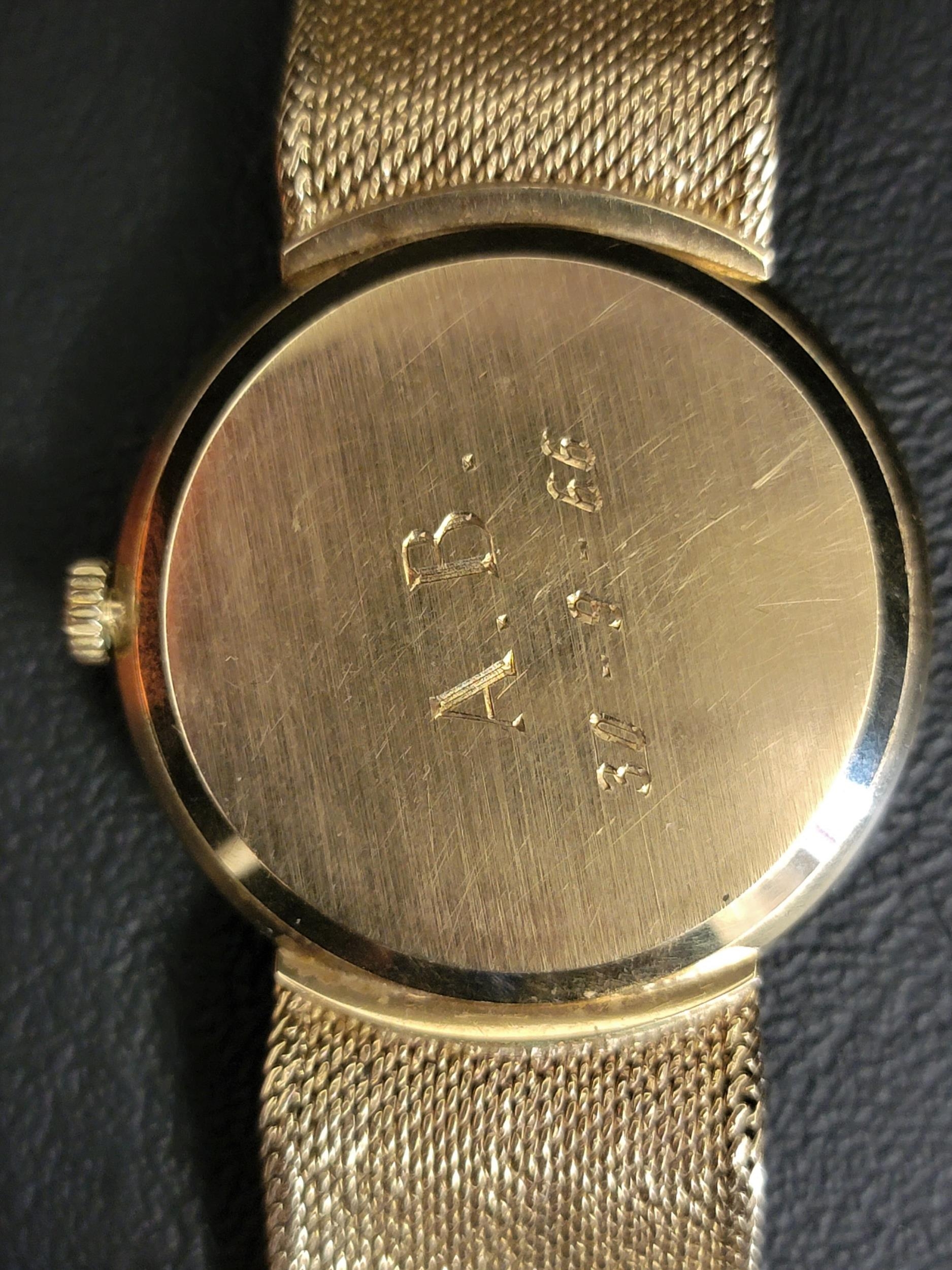 GENTLEMAN'S OMEGA NINE CARAT GOLD WRISTWATCH the champagne dial with baton five minute markers, - Image 2 of 2