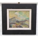 JOHN MCCUTCHEON Abstract mountain, oil on board, signed to verso, 15cm x 17.5cm