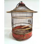 VINTAGE BRASS PAINTED BIRD CAGE by the Art Cage Manufacturing Company, of circular pagoda form