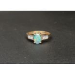 OPAL TRIPLET AND DIAMOND DRESS RING the central oval cabochon opal triplet measuring approximately