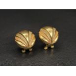 PAIR OF EIGHTEEN CARAT GOLD EARRINGS the round shell motif earrings with white and rose colour