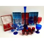 SELECTION OF DRINKING GLASSES including a selection of boxed sherry and brandy glasses together with